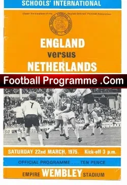 England v Holland 1975 – Wembley School Boys