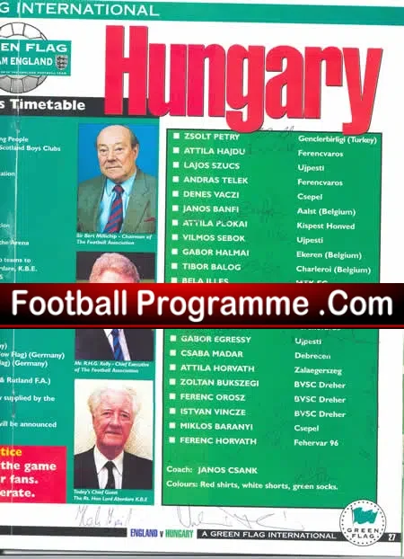 England v Hungary 1996 – Multi Autographed Signed