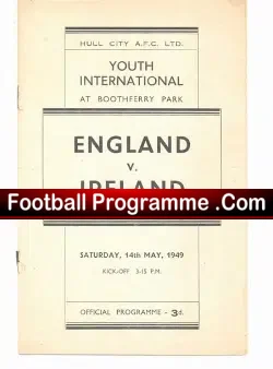 England v Ireland 1949 – Youth Match Boothferry Park Hull City