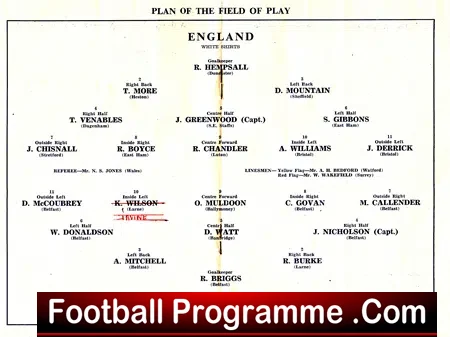England v Ireland 1958 – Vicarage Road Watford – Terry Venables