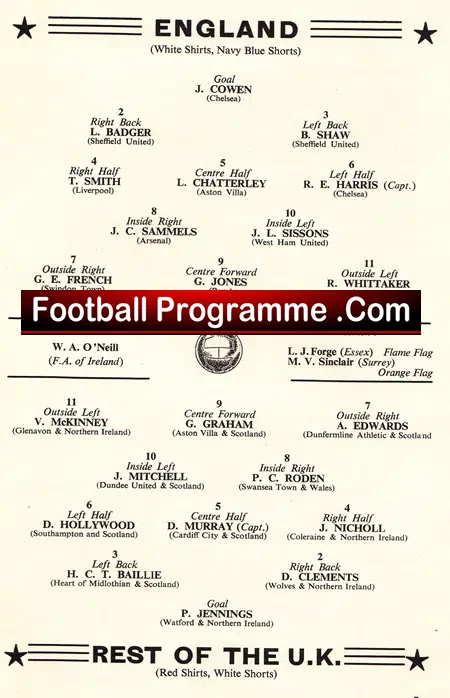 England v Rest Of UK 1963 – Wembley Schools Final + G Graham