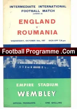 England v Romania 1957 - Uner 23 Match London - football programme
