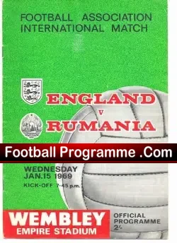 England v Romania 1969 - football programme