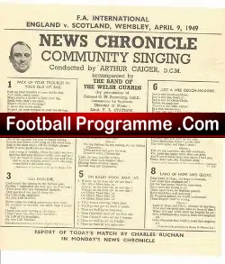 England v Scotland 1949 - Community Song Sheet - football memorabilia