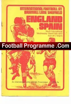 England v Spain 1972 – Youth Bramhall Lane Sheffield – Beattie