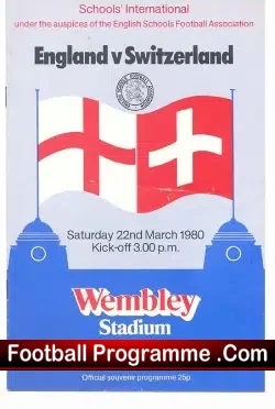 England v Switzerland 1980 – Schoolboys – Paul Rideout