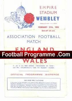 England v Wales 1943 - Bacuzzi - football programme