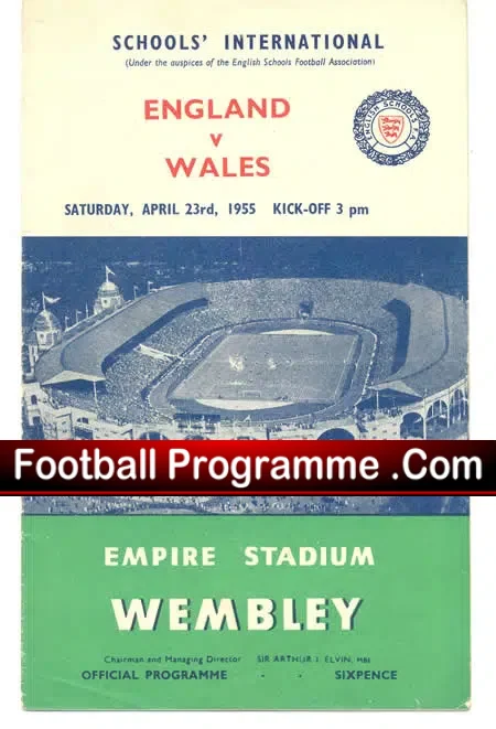England v Wales 1955 – Schoolboys at Wembley
