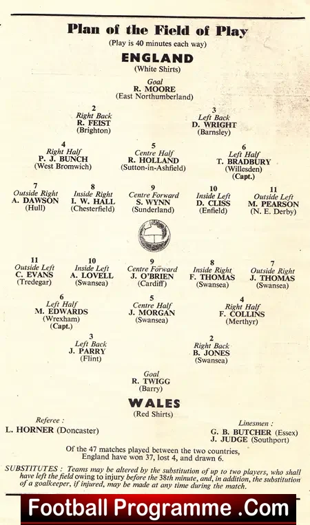 England v Wales 1955 – Schools at Wembley