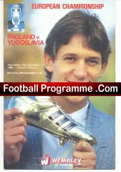 England v Yugoslavia 1986 - football programme