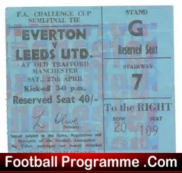 Everton v Leeds 1968 – FA Cup Semi Final Ticket at Man Utd