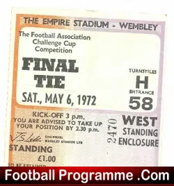 Leeds United v Arsenal 1972 – FA Cup Final Ticket