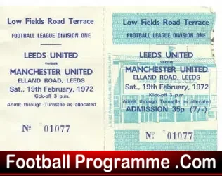 Leeds United v Manchester United 1972 – Ticket