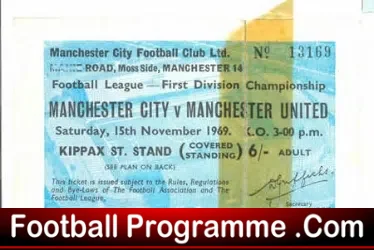 Manchester City v Manchester United 1969 – Used Full Ticket