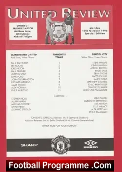 Manchester United v Bristol City 1998 – Under 21 Friendly