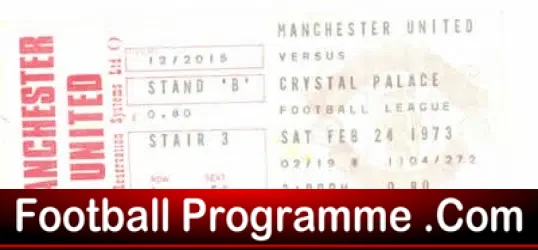 Manchester United v Crystal Palace 1973 – Football Ticket