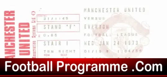 Manchester United v Everton 1973 – Ticket
