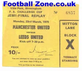 Manchester United v Leeds United 1970 – FA Cup Semi Final Replay