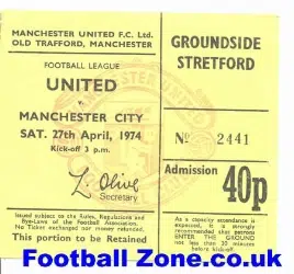 Manchester United v Manchester City 1974 – Relegated Denis Law