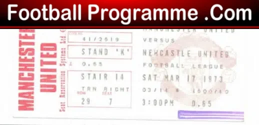 Manchester United v Newcastle United 1973 – Ticket