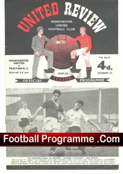 Manchester United v Preston 1958 - Munich Season - football programme