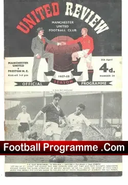 Manchester United v Preston 1958 - Plus Tok - football programme
