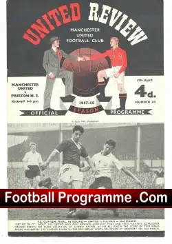 Manchester United v Preston 1958 - Tommy Heron Debut - football programme