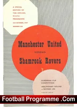 Manchester United v Shamrock Rovers 1957 - Irish Team - football programme
