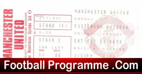Manchester United v Tottenham 1974 – Football Ticket