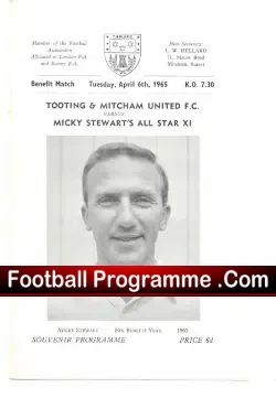 Micky Stewart Testimonial Benefit Tooting Mitcham 1965