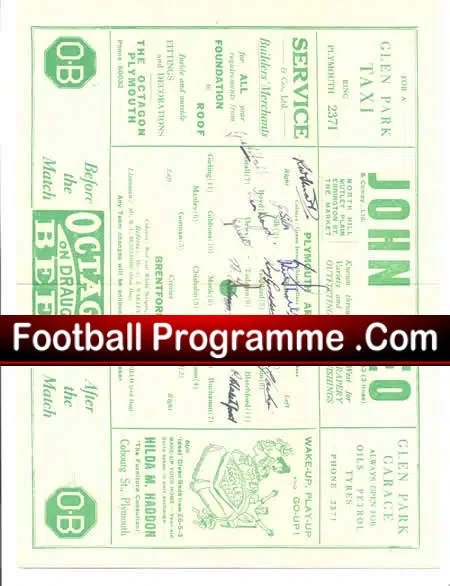 Plymouth Argyle v Brentford 1948 – Multi Autographed Signed