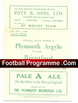 Plymouth Argyle v Brentford 1948 – Multi Autographed Signed