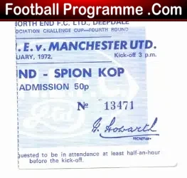 Preston North End v Manchester United 1972 – Ticket