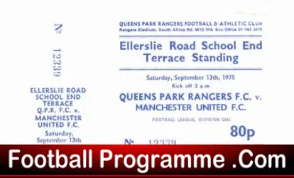 Queens Park Rangers v Manchester United 1975 – Full Ticket