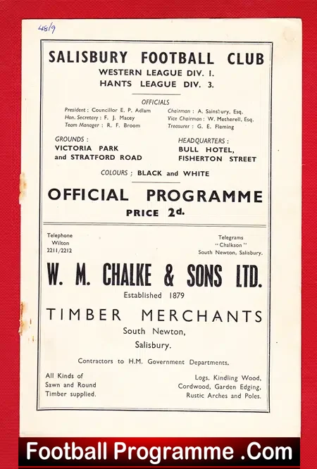 Salisbury Town v Clevedon 1949