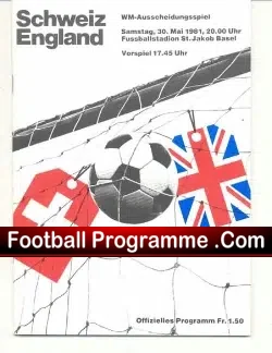 Switzerland v England 1981 - football programme