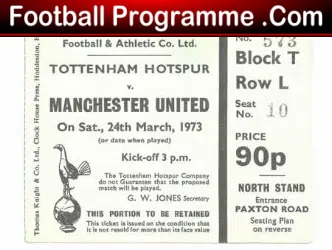 Tottenham Hotspur v Manchester United 1973 – Ticket